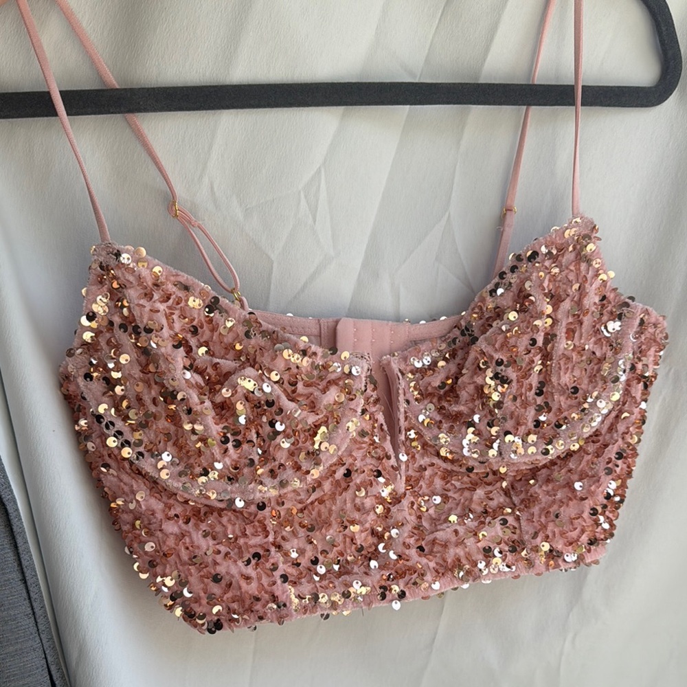 Anthropologie Pink Sequin Camisole